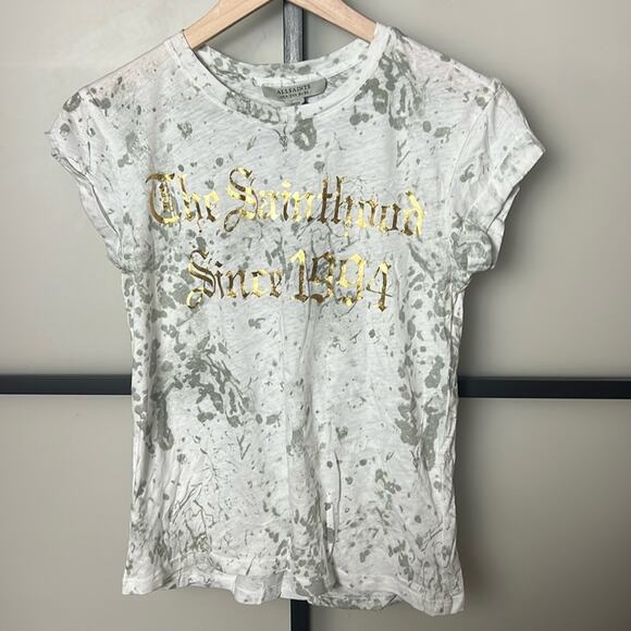 NWT ALLSAINTS Portland Anna cotton-jersey T-shirt Size 0 - Picture 1 of 7